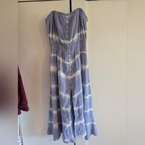 Blue and White Tie-Dye Maxi Dress